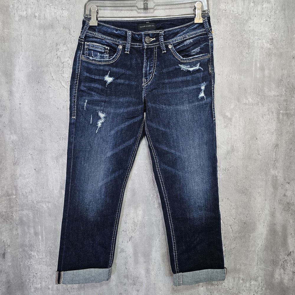 Buckle Silver Jeans Womens 28 Suki‎ Capri Dark Wash Denim Cropped Jeans